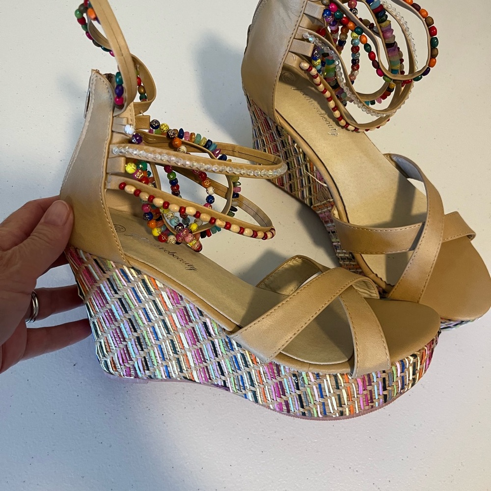 Get more Beauty multi colored beaded wedges